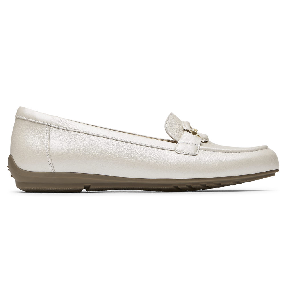 Rockport Womens Loafers White - Total Motion Circle Driver - UK 487-JXHORI